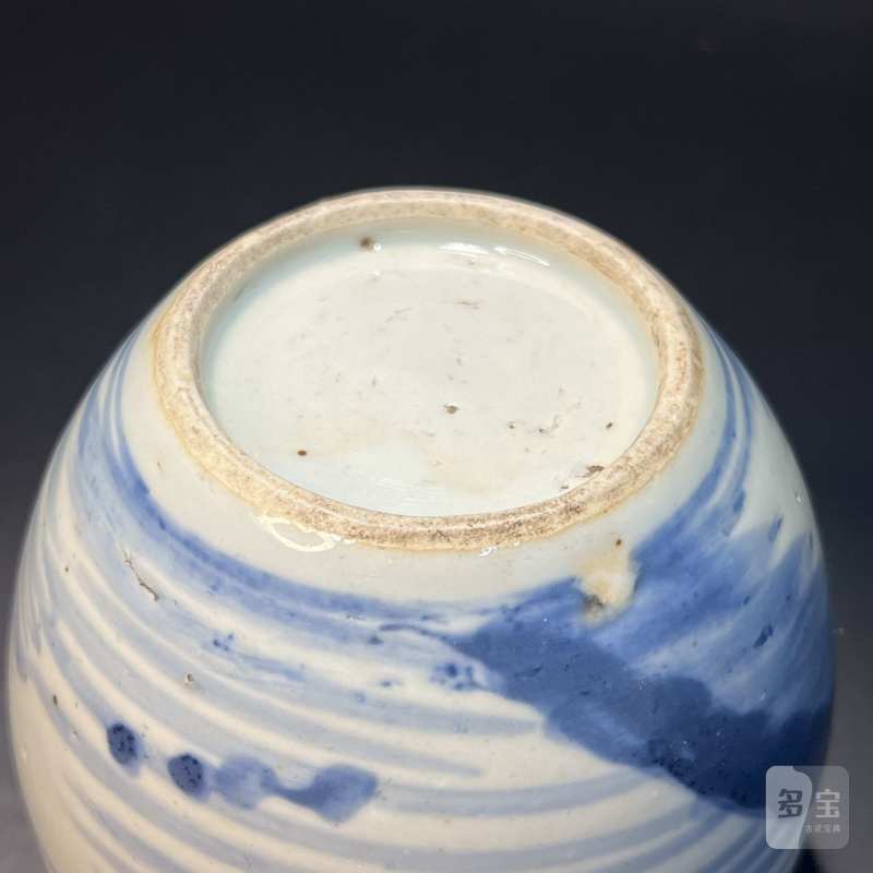 清 青花山水人物纹小罐 - 图7